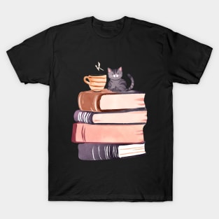 Books and Coffee and Cats T-Shirt